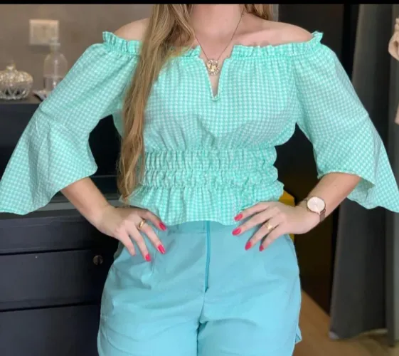 CROPPED XADREZ DE SEDA