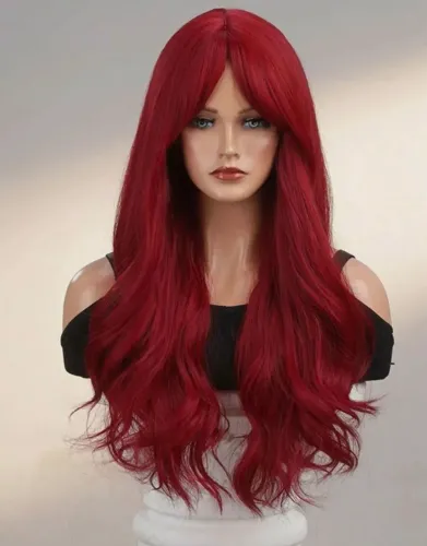 Lace / peruca vermelha / borgonha com franja  