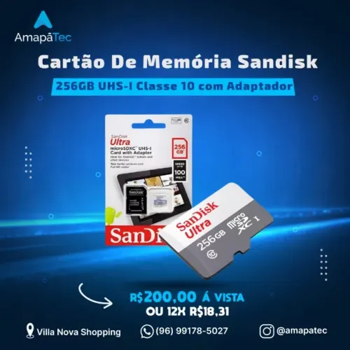 Cartão De Memória Sandisk 256gb Ultra C10