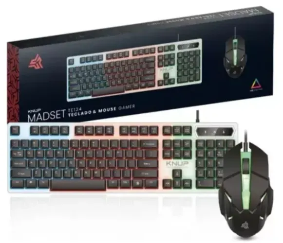 Kit Gamer Teclado e Mouse Rgb Usb Knup KP-TE124