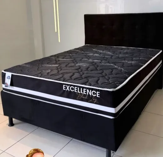 Cama box casal padrão excellence black Ley colchões em mega Promoção!