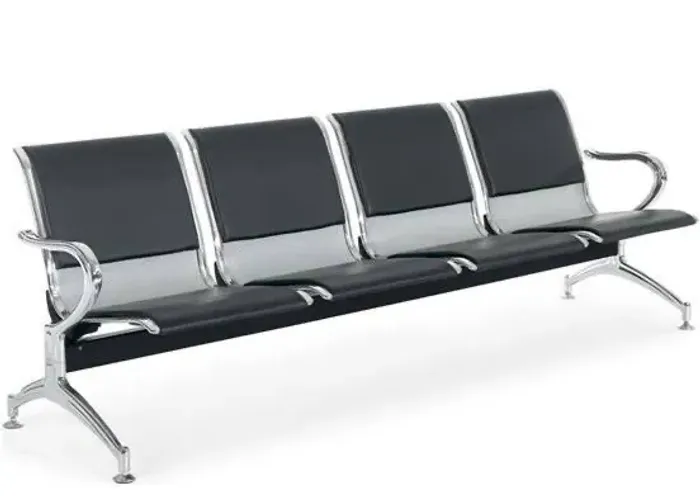 Longarina aeroporto 4 lugares com estofado preto 