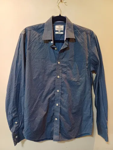 Camisa Social Azul Preston Field semi-nova
