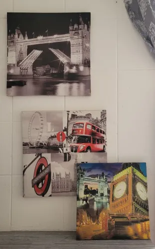 3 quadros grandes paisagem londres decoração