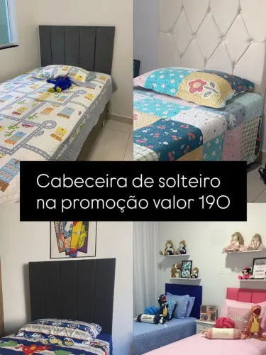 Linda cabeceira de cama estofada na cor rosa, com design moderno e elegante.