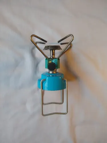 Fogareiro Azul para camping e pesca, portátil.