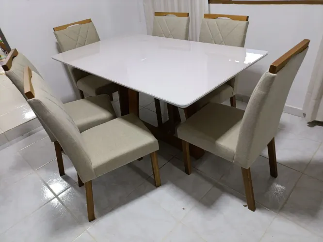 Mesa de Jantar 6 Cadeiras em madeira 160x90 Thalia