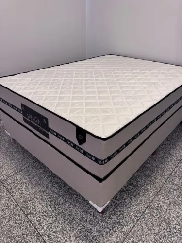 Cama Box Casal Com Colchão de Molas 26cm, Novo