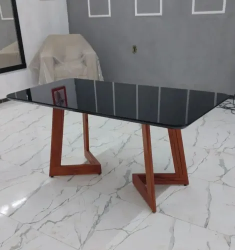 Mesa Alto Padrão 1.80x90 Vidro Preto