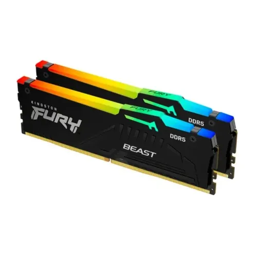 Memoria Kingston Fury Beast RGB, 32GB (2x16GB), DDR5, 5200MHz, C40, Preta KF552C40BBA-16
