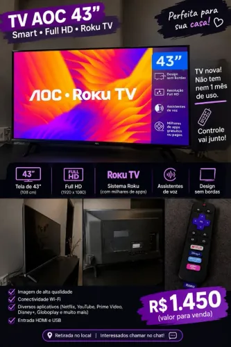 Experimente entretenimento imersivo com esta TV AOC de 43 polegadas.