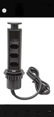 Torre 3 Tomada Retrátil Bivolt De Embutir Bancada 20a Preto