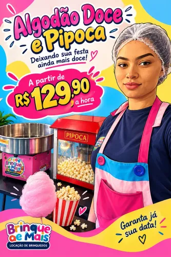 Algodão Doce e Pipoca para sua festa
