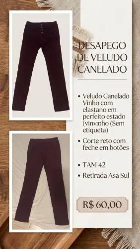 Calça veludo canelada vinho