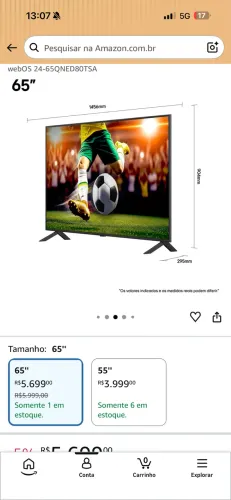 TV LG 65" Smart QNED 4K UHD