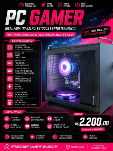 PC Ryzen 3 2200G 16gb RAM