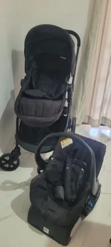 Kit carrinho de bebê Moisés Galzerano mais base e bebê conforto