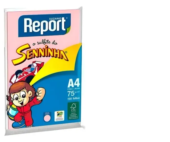 kit 02 Papel Sulfite Color A4 Report Senninha Rosa OU Amarelo