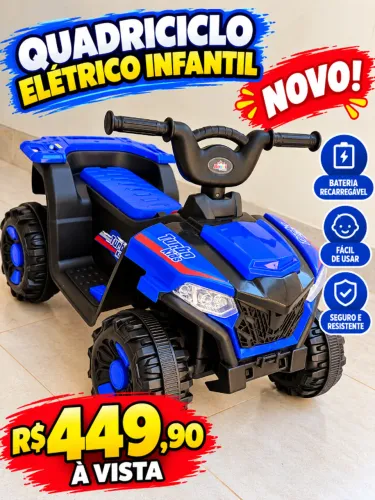 ? QUADRICICLO ELÉTRICO INFANTIL AZUL NOVO ? R$ 449,90!