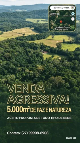 Troco<br>TERRENO DE 5.000 M² - PATRIMÔNIO DE APARECIDA, MARECHAL FLORIANO/ALFREDO CHAVES - ES
