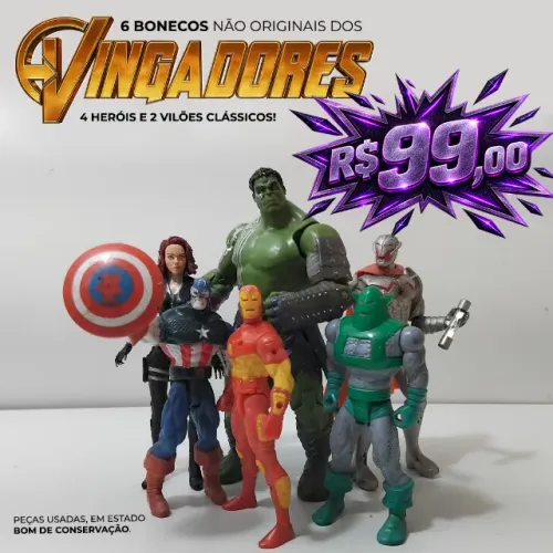 VINGADORES - LOTE DE 6 BONECOS AVENGERS - USADOS