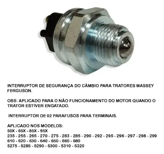 Interruptor Segurança Trator Massey Ferguson 50x/65x/85x/95x