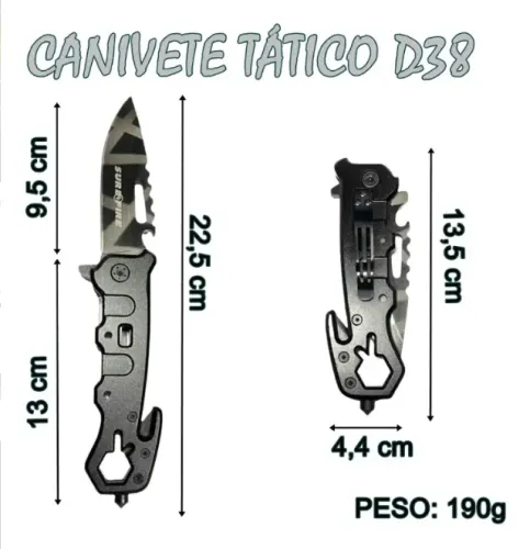 (Novo)Canivete Multifunção Tático Militar semi-automatico