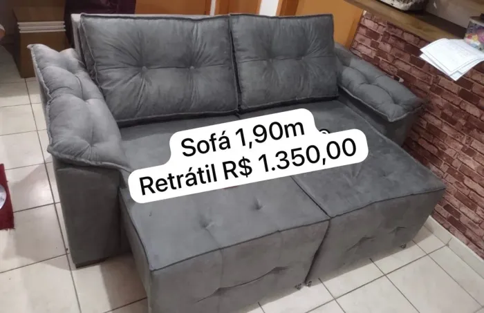 Sofá 1,90m Apenas R$ 1.340,00