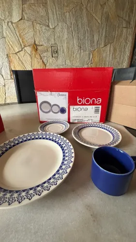 Aparelho de jantar Biona 16 peças- louças, xícaras, pratos