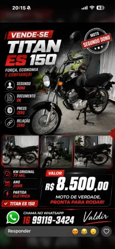 Honda Titan ES 150 2005 - Pneus e Relação Zero