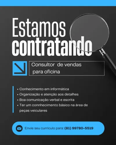 Vaga para Consultor de vendas