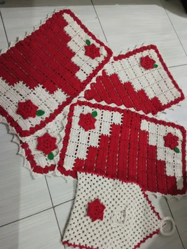 Jogo de cozinha de crochê 