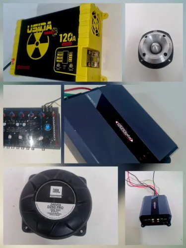 Kit Som Automotivo, Caixa Bob. 2 módulos DS, Fonte 120a, SuperTweeter e Drive Dti