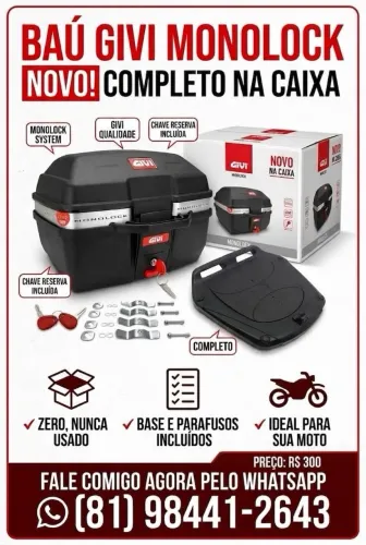 Baú de moto Givi 27L traffic novo completo na caixa