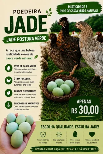 Frangas Jade - Ovos Verdes R$ 30,00 a unidade