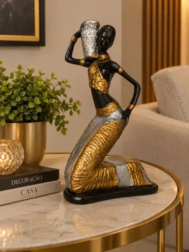 Escultura Artesanal Africana Ajoelhada