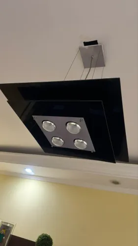 Lustre Pendente Moderno Vidro Preto 4 Lâmpadas