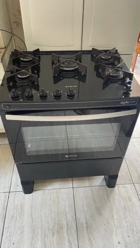 Fogão Atlas 5 Bocas Automático com Tampao de vidro.