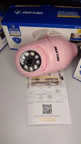 Câmera de Segurança Inteligente JORTAN 360° Wi-Fi ? Edição Rosa (App YOOSEE)