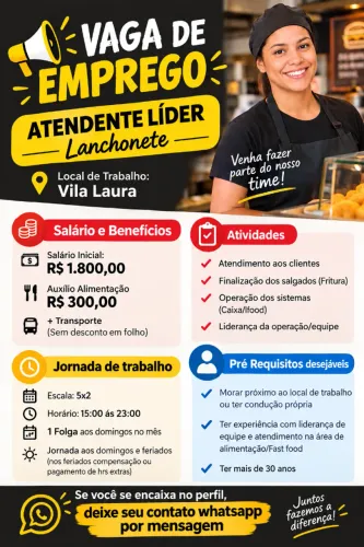 Atendente Líder - Lanchonete