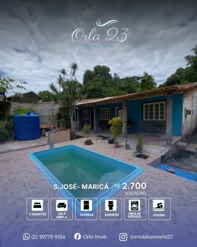 SÃO JOSÉ, ORLA 23 IMOBILIÁRIA ALUGA! EXCELENTE CASA MOBILIADA PRÓXIMA A LAGOA EM MARICÁ.