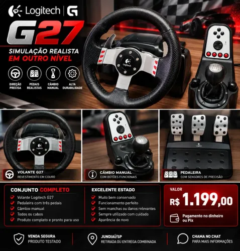 ? VOLANTE LOGITECH G27 COMPLETO ? ESTADO DE NOVO