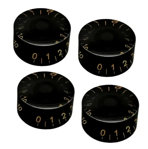 Knob para Guitarra Estilo Padrão Lespaul Sg Prs Preto e Dourado - Kit 4 Peças