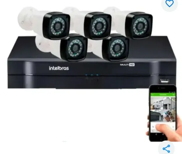 DVR com 5 câmeras e fonte