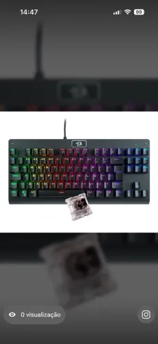 Teclado Mecânico Gamer Redragon Dark Avenger K568-2 rgb Switch Brown com fio