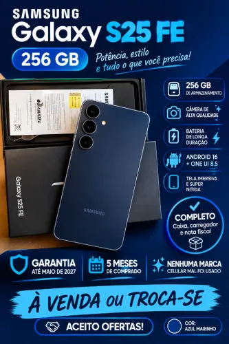 Samsung S25FE 256G estado de novo NF e 5 meses de comprado