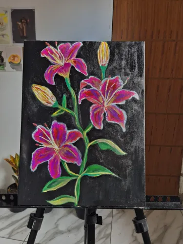 Pintura de Lírios feito a mão