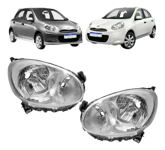 Farol Nissan March Sv 2011 2012 2013 2014 Cromado Novo