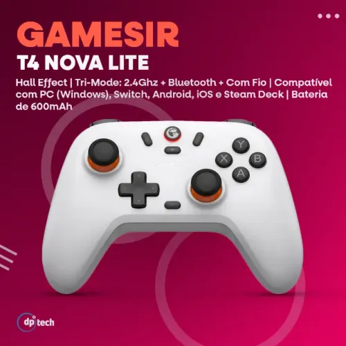 Controle Gamesir T4 Nova Lite | Hall Effect | Tri-Mode | Stellar White -Entrega Grátis-