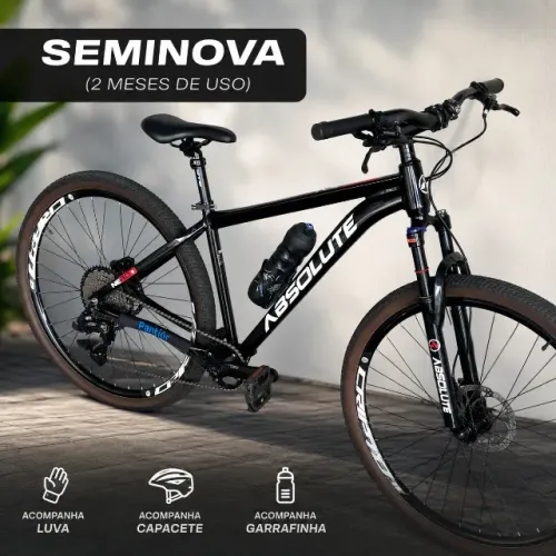 Bike MTB Absolute Nero 12v - Qdr 21 Aro 29 - 2 Meses de Uso + Luva, Capacete e Garrafinha